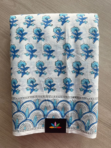 Handblock Printed Mul Cotton Saree - 32542_32543