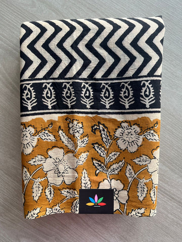 Handblock Printed Mul Cotton Saree - 32544_32545