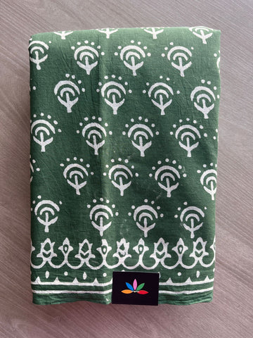 Handblock Printed Mul Cotton Saree - 32546_32547