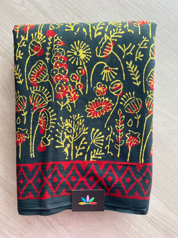Handblock Printed Mul Cotton Saree - 32548_32549