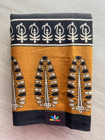 Handblock Printed Mul Cotton Saree - 32550_32551