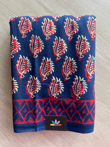 Handblock Printed Mul Cotton Saree - 32554_32555