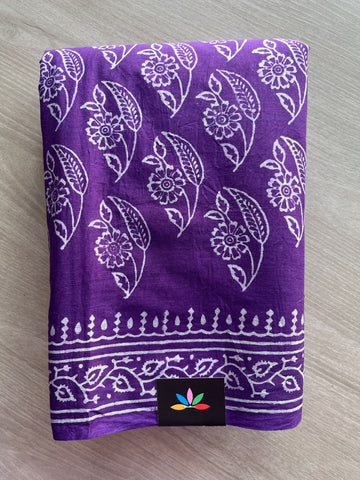 Handblock Printed Mul Cotton Saree - 32556_32557