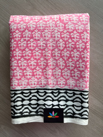 Handblock Printed Mul Cotton Saree - 32560_32561