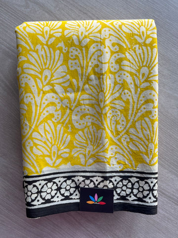 Handblock Printed Mul Cotton Saree - 32562_32563
