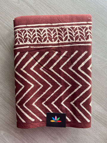 Handblock Printed Mul Cotton Saree - 32564_32565