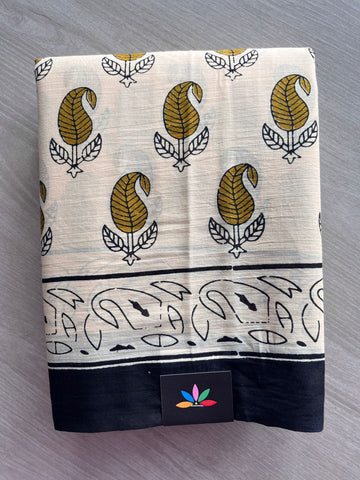 Handblock Printed Mul Cotton Saree - 32568_32569