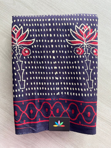 Handblock Printed Mul Cotton Saree - 32570_32571