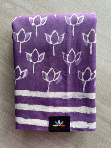 Handblock Printed Mul Cotton Saree - 32572_32573