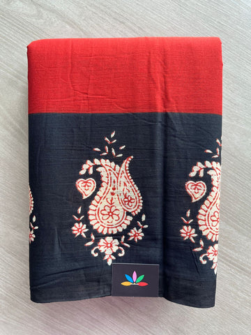 Handblock Printed Mul Cotton Saree - 32574_32575