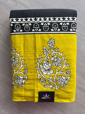Handblock Printed Mul Cotton Saree - 32576_32577