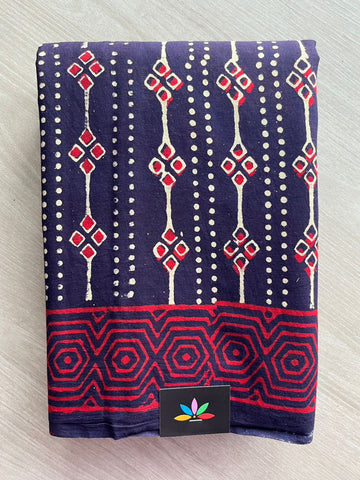 Handblock Printed Mul Cotton Saree - 32580_32581