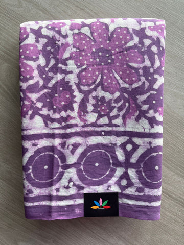 Handblock Printed Mul Cotton Saree - 32582_32583