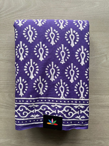 Handblock Printed Mul Cotton Saree - 32586