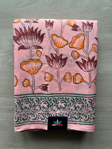 Handblock Printed Mul Cotton Saree - 32587