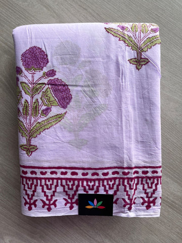 Handblock Printed Mul Cotton Saree - 32589