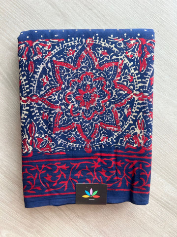 Handblock Printed Mul Cotton Saree - 32664_32665