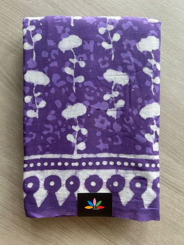 Handblock Printed Mul Cotton Saree - 32666_32667