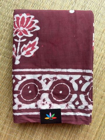 Handblock Printed Mul Cotton Saree - 32670_32671
