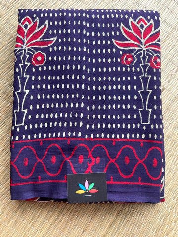 Handblock Printed Mul Cotton Saree - 32672_32673