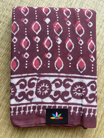 Handblock Printed Mul Cotton Saree - 32674_32675