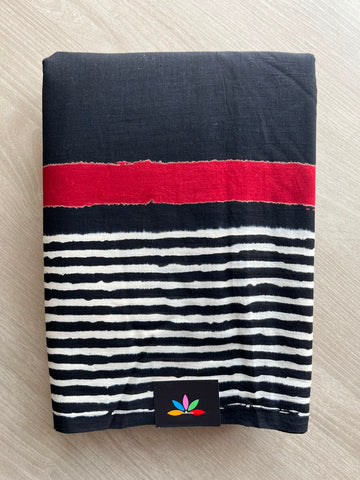 Hand Block Printed Fine Mul Cotton Saree - 33642-33643