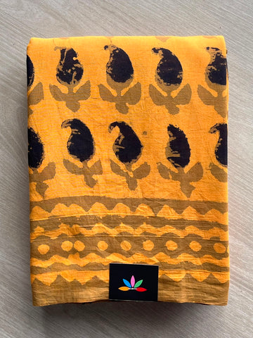 Handblock Printed Mul Cotton Saree - 33646-33647
