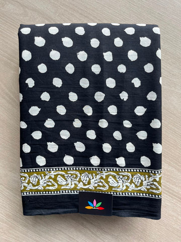 Handblock Printed Mul Cotton Saree - 33648-33649