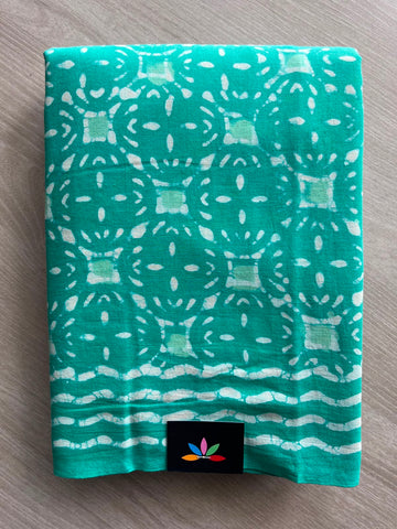 Handblock Printed Mul Cotton Saree - 33656-33657