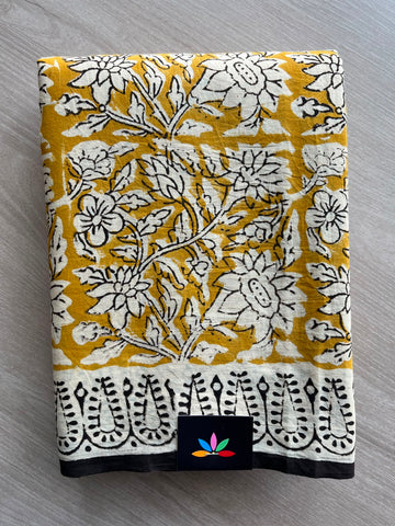 Handblock Printed Mul Cotton Saree - 33660-33661