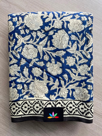 Handblock Printed Mul Cotton Saree - 33664-33665