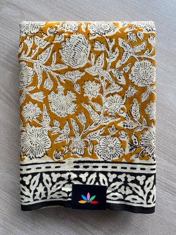 Handblock Printed Mul Cotton Saree - 33668-33669
