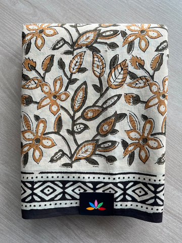 Kalamkari Hand Block Printed Mul Cotton Saree - 33681