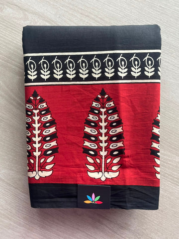 Hand Block Printed Mul Cotton Saree - 35099-35100