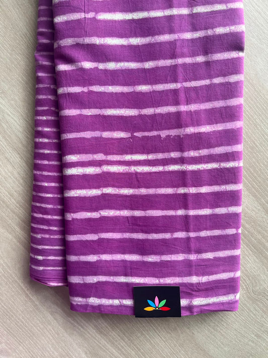Hand Block Printed Mul Cotton Saree - 35103-35104