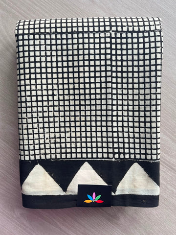 Hand Block Printed Mul Cotton Saree - 35105-35106