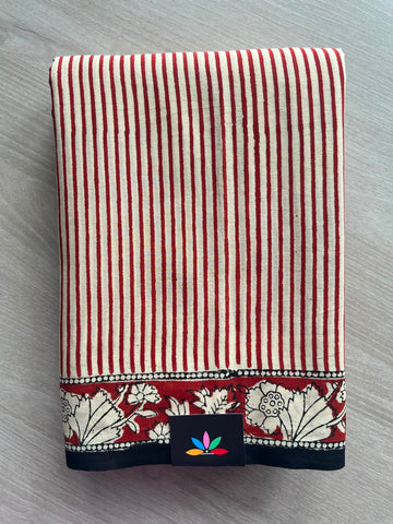Hand Block Printed Mul Cotton Saree - 35107-35108