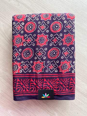 Hand Block Printed Mul Cotton Saree - 35139