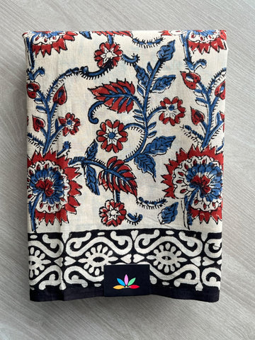 Hand Block Printed Mul Cotton Saree - 35882-35883