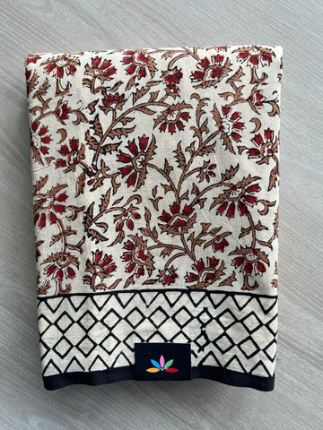 Hand Block Printed Mul Cotton Saree - 35884