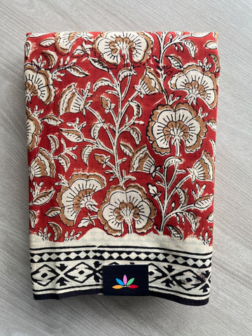 Hand Block Printed Mul Cotton Saree - 35888-35890