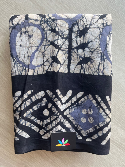 Multi-color Hand Block Printed Mul Cotton Saree - 35984