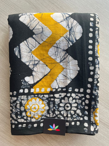 Multi-color Hand Block Printed Mul Cotton Saree - 35991