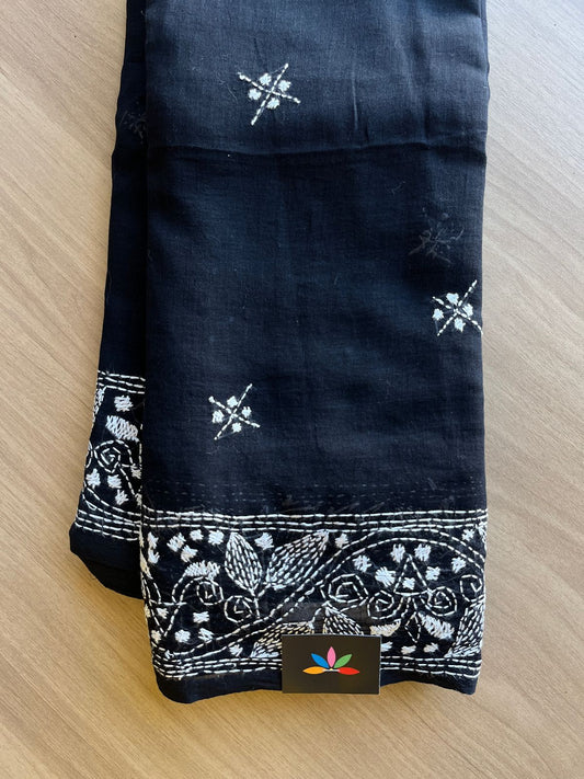 Kantha Hand Stitched Mul Cotton Saree -18834-18837