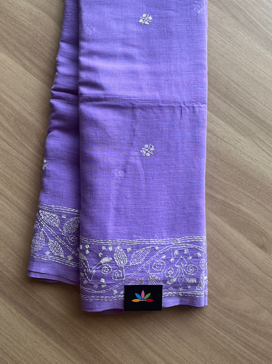Kantha Hand Stitched Mul Cotton Saree -18842-18844