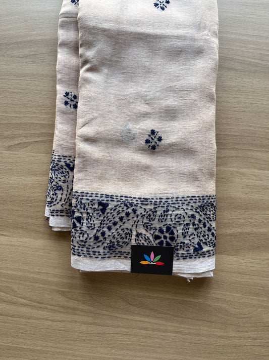 Kantha Hand Stitched Mul Cotton Saree -18852