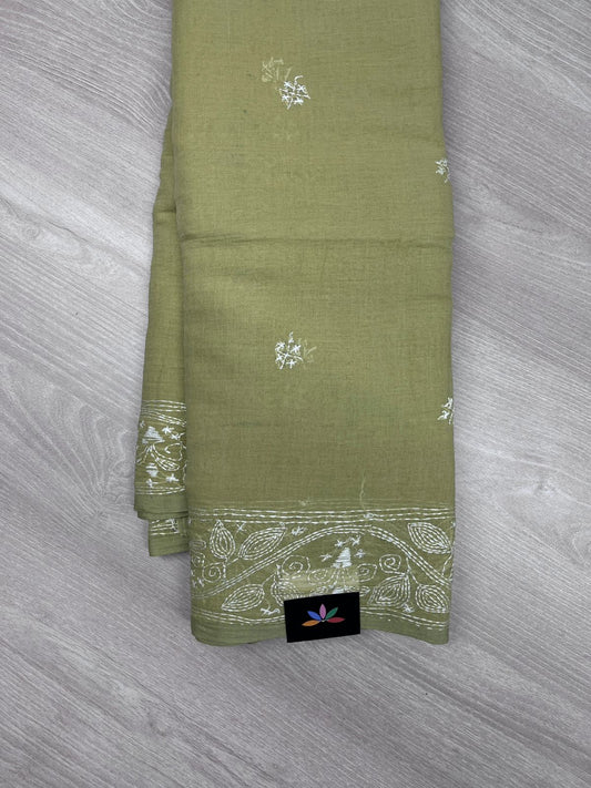 Kantha Hand Stitched Mul Cotton Saree -23582