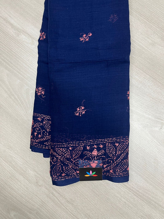 Kantha Hand Stitched Mul Cotton Saree -23764-23765