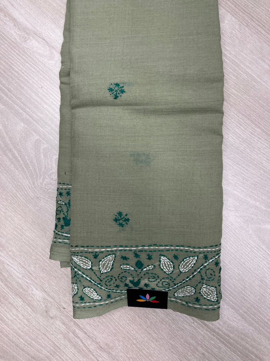 Kantha Hand Stitched Mul Cotton Saree -23768