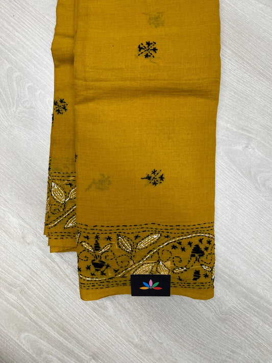 Kantha Hand Stitched Mul Cotton Saree -23769